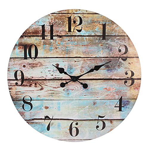 Stonebriar Vintage Farmhouse Wooden 23 Inch Round Battery Operated Hanging Wall Clock