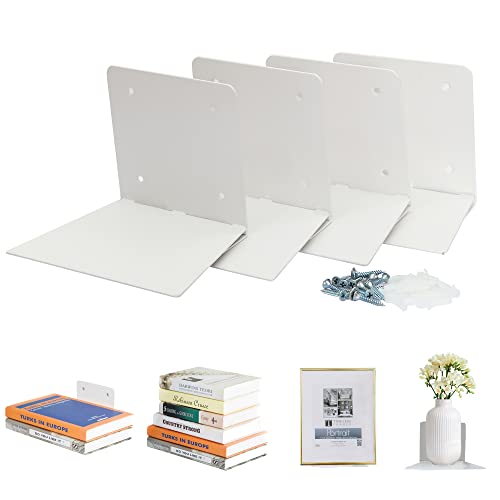 White Iron Wall Mounted Bookshelves, 4-Pack Large
