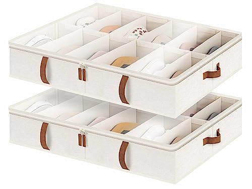 Under Bed Shoe Storage Organizer, Adjustable Dividers, 2-Pack" - StorageWorks