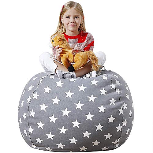 Stuffed Animal Bean Bag Chair with Large Capacity and Durability - Grey Star