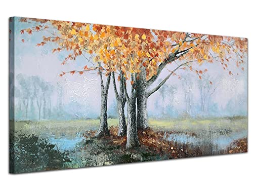 Stunning Fall Wall Art Forest Tree Painting | Large Landscape Canvas | Vibrant Colors