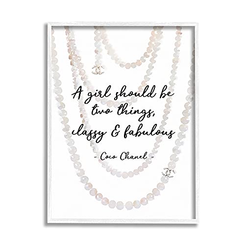 Classy and Fabulous Fashion Quote with Pearls Framed Wall Art