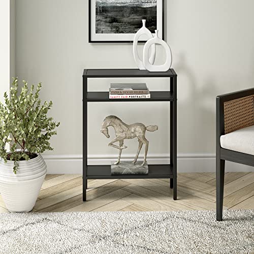 Stylish and Compact Console Table with Metal Shelves