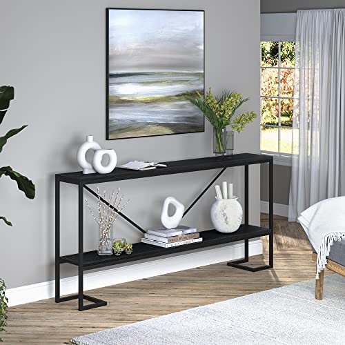 Stylish and Functional Phoebe Console Table in Blackened Bronze/Black Grain