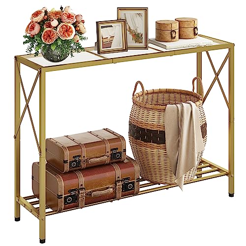 Stylish and Practical Hoctieon Gold Glass Console Table