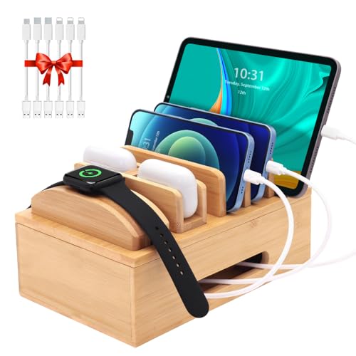 Stylish Bamboo Charging Station for Multiple Devices