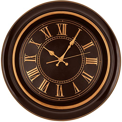Stylish Bernhard Products Wall Clock 18" Mahogany Brown & Copper