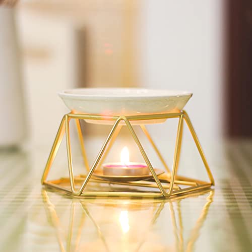 Stylish Ceramic Tealight Oil Burner with Essential Oil Diffuser