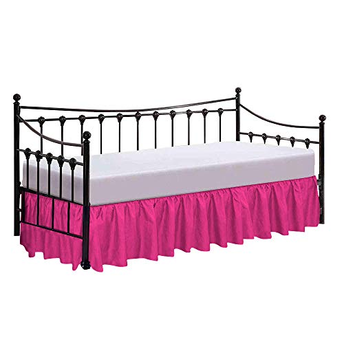 Stylish Dust Ruffle Bed Skirt with Split Corners - Twin, Hot Pink