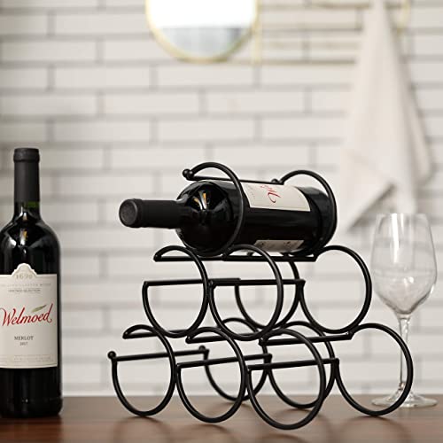 Stylish Iron Tabletop Wine Rack with 6 Bottle Storage