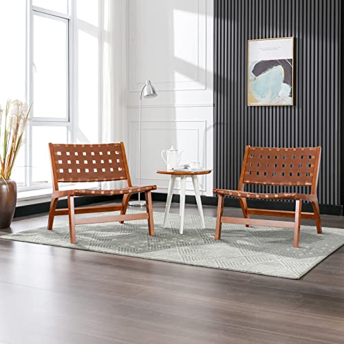 Stylish Leather Accent Chairs Set of 2