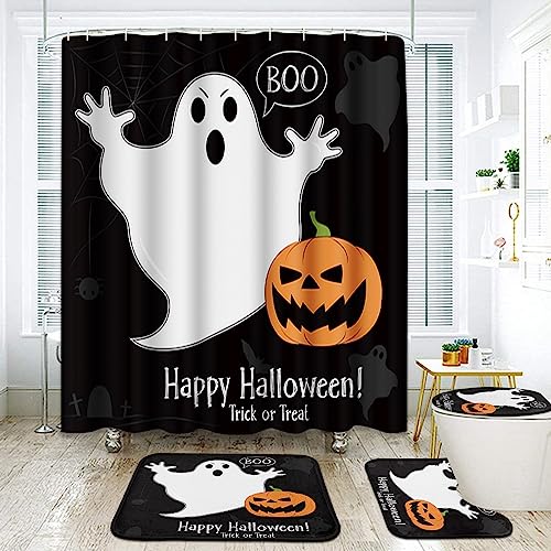 Stylish Pumpkin Bathroom Sets with Shower Curtain and Rugs