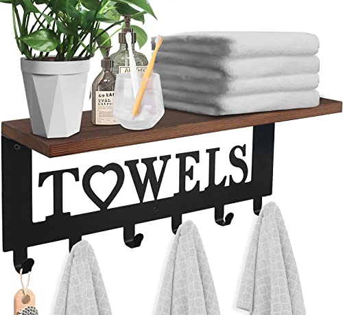 Stylish Rustic Towel Rack with Wooden Shelf