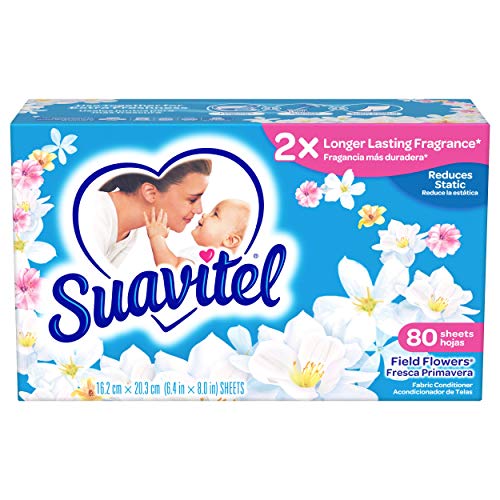 Suavitel Fabric Softener Dryer Sheets, Field Flowers - 80 Count