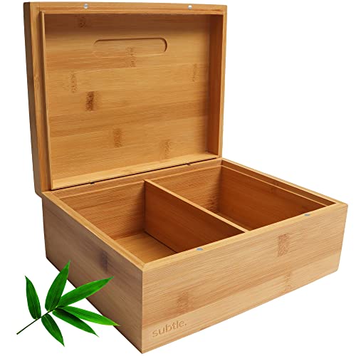 Subtle Bamboo Magnetic Lid Storage Box & Tray (10" x 8" x 4")