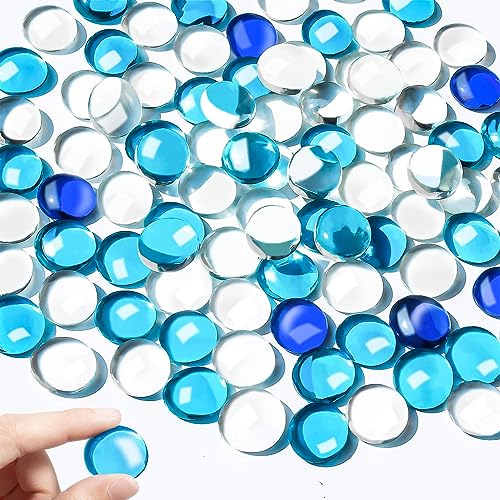 Sukh Blue-Clear-Blended Flat Glass Marbles
