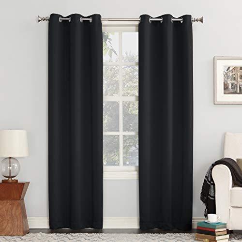 Sun Zero Blackout Grommet Curtain Panel, 40" x 84", Black