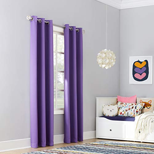 Sun Zero Riley Kids Bedroom Blackout Grommet Curtain Panel, 40" x 84", Purple