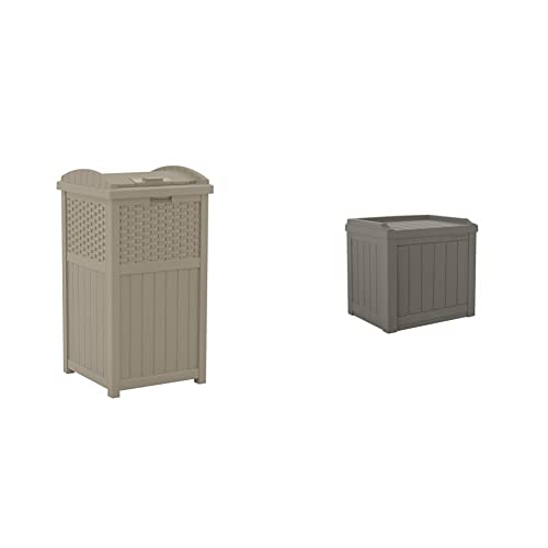 Suncast Outdoor Trash Can & Small Deck Box