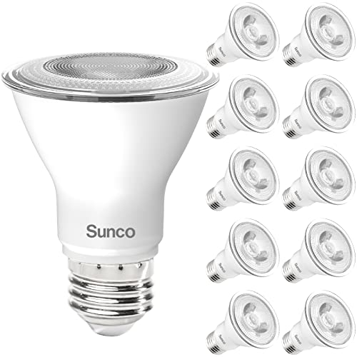 Sunco 10 Pack PAR20 LED Bulbs - 7W, Dimmable, Warm White, Waterproof