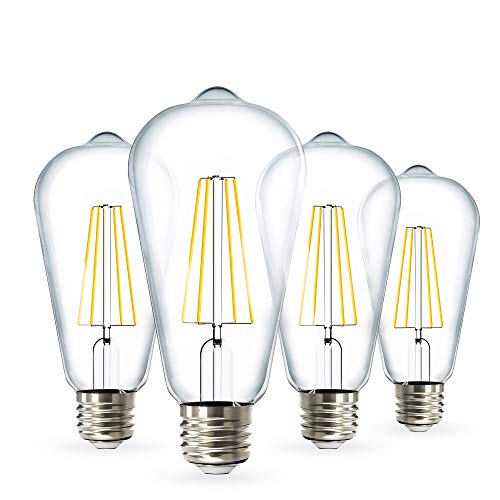 Sunco Vintage LED Edison Bulbs 4-Pack - 60W Equivalent, Dimmable, Warm White