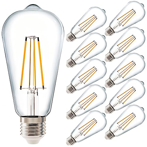 Sunco Vintage Edison LED Bulb - High Brightness, Dimmable 5000K Daylight, 10 Pack