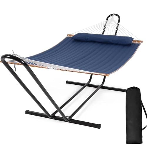 SUNCREAT 2.0 Double Hammock with Stand, Navy Blue