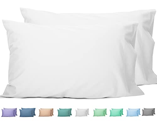 Bright White 100% Cotton Sunflower King Pillowcases 20×40" - Set of 2