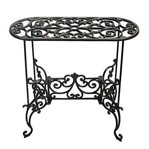 Sungmor Cast Iron Potted Plant Stand - Vintage Style Indoor Outdoor Corner Shelf