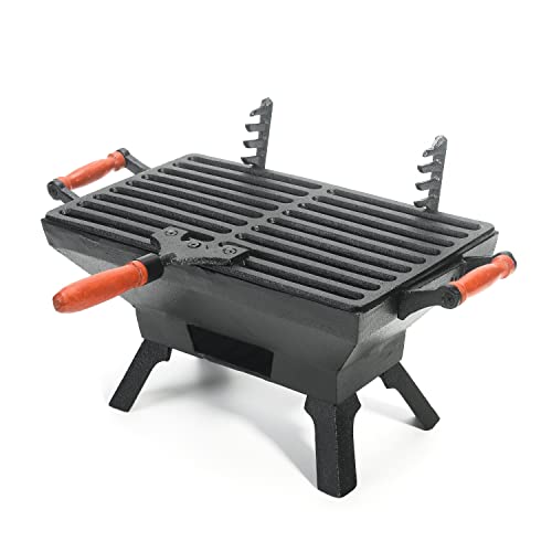 Sungmor 12" x 6.8" Cast Iron Charcoal Grill - Heavy Duty Tabletop BBQ Grill