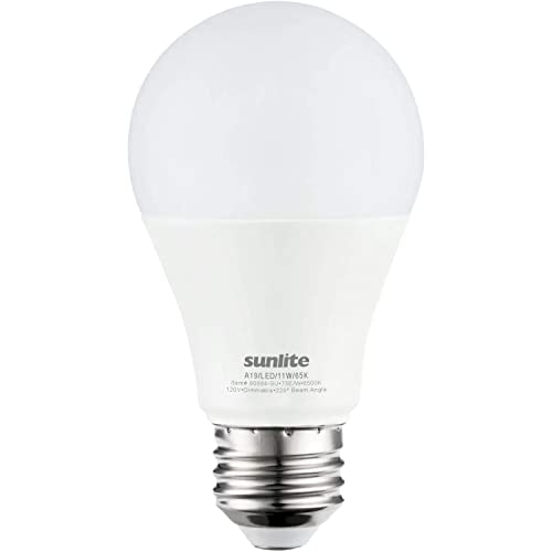 Sunlite 11W LED A19 Bulb, 1100 Lumens, Dimmable, Energy Star, 6500K Daylight