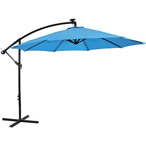 Sunnydaze Cantilever Umbrella with Solar LED Lights