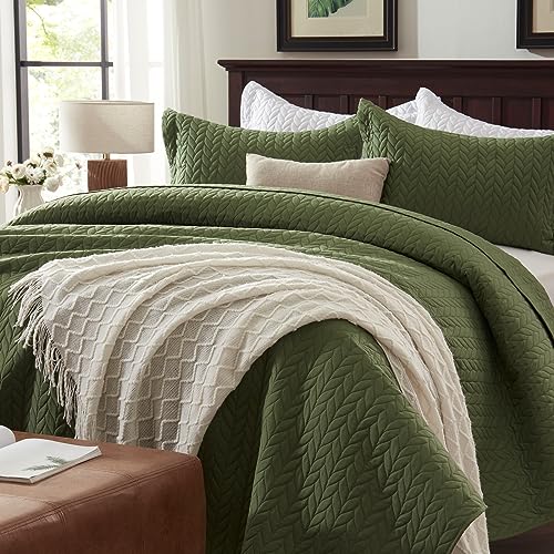 SunStyle Home Olive Green 3-Piece Quilt Set - Full/Queen Size