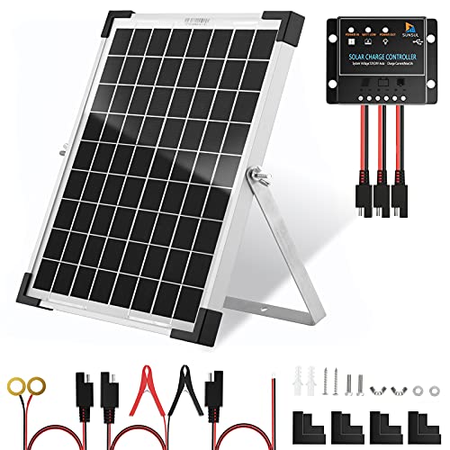 SUNSUL 10W 12V Solar Panel Kit with Charge Controller