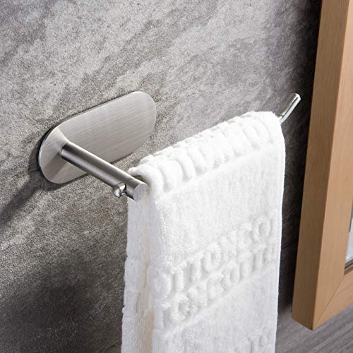 Hotbest Adhesive Towel Holder Towel Ring Self Adhesive Hand Towel Ring Stainless Steel Rustproof Bathroom Towel Holder Wall Mount, Size: Plating