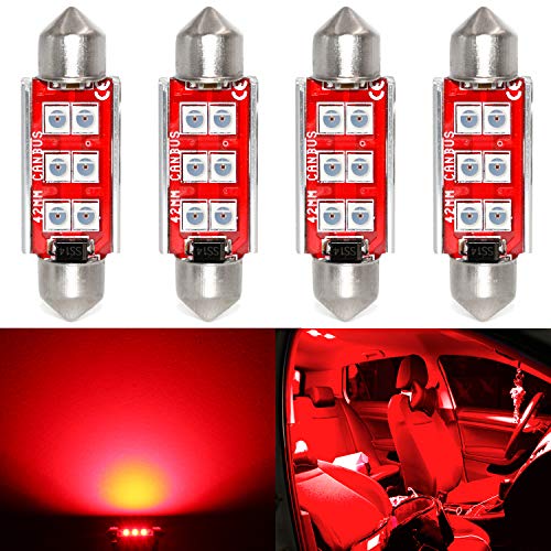 Super Bright Festoon LED Bulbs - Red (4 Pack)