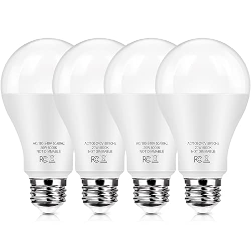 Super Bright LED Light Bulbs, Daylight White, A21 20W LED Bulb, 4-Pack