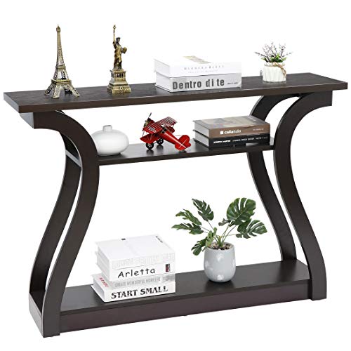 Nouva 47" Entryway Console Table with Shelves in Espresso