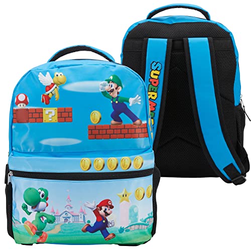 SUPER MARIO Bros Boy's Girl's Soft Insulated School Lunch Box (One Size,  Blue)