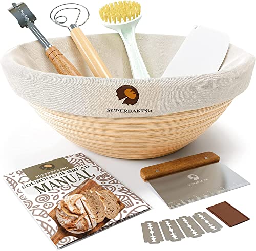 Superbaking Banneton Bread Proofing Basket Kit