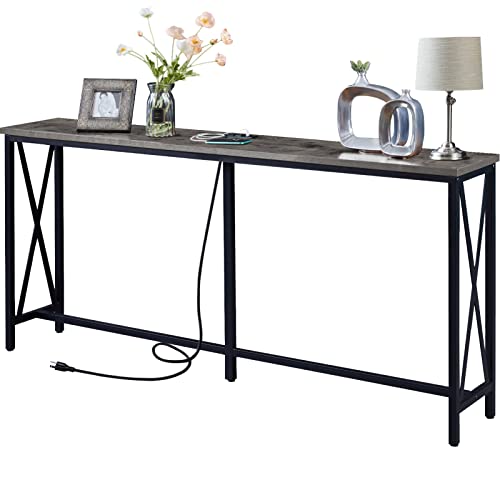SUPERJARE 70 Inch Console Table with Outlet