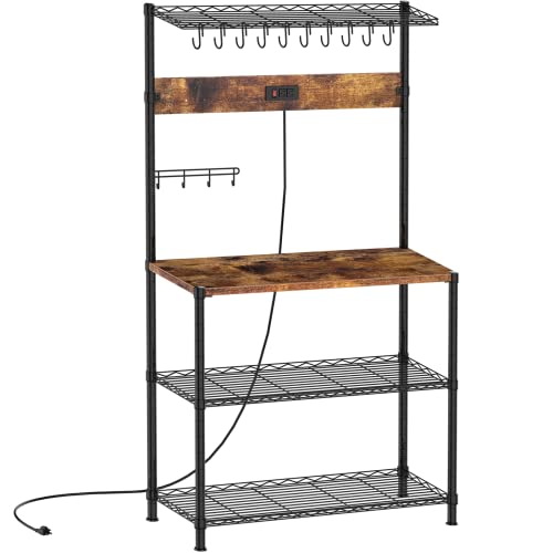 SUPERJARE Bakers Rack with Power Outlets