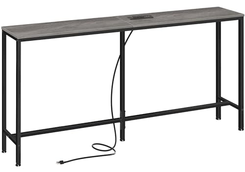 SUPERJARE Console Table with Outlet - Stylish and Functional Storage Solution