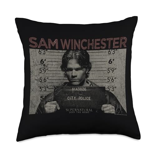 Supernatural Sam Mug Shot Throw Pillow, 18x18, Multicolor