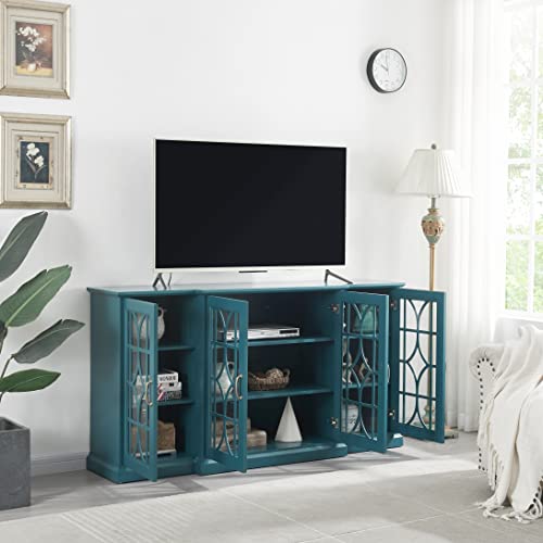SUPPNEED TV Stand with Glass Door and Adjustable Shelves