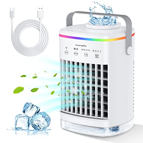 Supzimo 3-in-1 Portable Desktop Air Cooler with LED Light & Timer