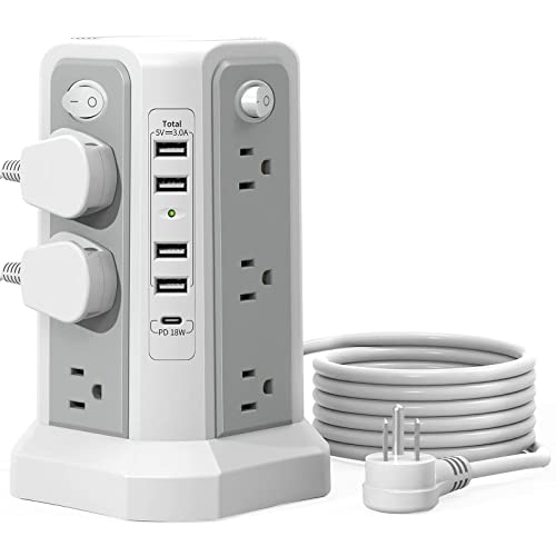 Surge Protector Power Strip Tower with USB C Port