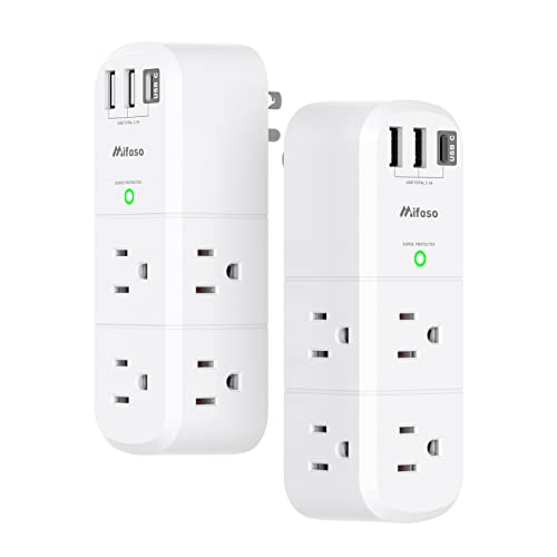 Mifaso USB Outlet Extender with Swivel Power Strip (2 Pack)