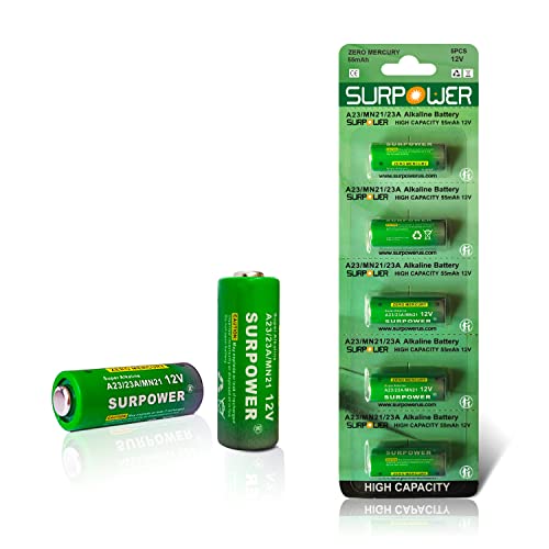 SURPOWER A23 23A 23AE Alkaline Battery-5 Pack