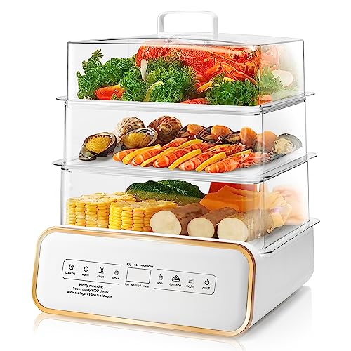 SUSTEAS Food Steamer - 17QT Vegetable Steamer with 24H Booking & 60Min Timer